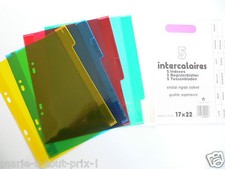 5 Intercalaires en plastique MADE IN FRANCE pour petits classeurs QUALITE +++