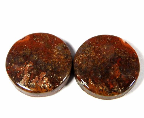 30.35Cts100%Natural Moroccan Seam Agate Round Cabochon Rare Pair Gemstone