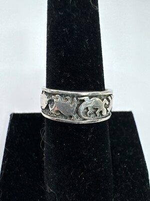 Story Telling Ring 925 Sterling Silver Animals Frog Rabbit Lizard Resized s 7.5
