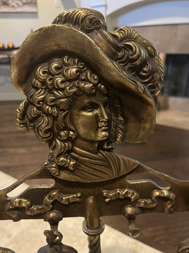 Vintage Rare 28” Tall Bronze Fireplace Set With Lady - Picture 4 of 7