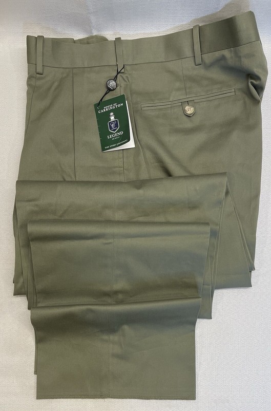 HOUSE OF CARRINGTON Men's Clubhouse Olive Green Cotton Pleated Pants Size 36 NEW