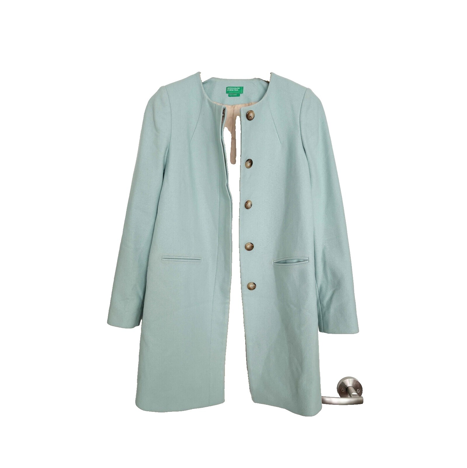 Ameri UND SHADOW FLOWER WOOL COAT ブルー M Milly Wool-Blend Faux 