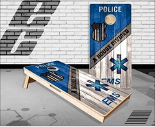 EMS Police Wood Cornhole Boards Bean Bag Toss Game
