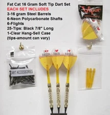 Darts Fat Cat Highlander 16 gram Soft Tip Dart Set with I Luv Beer Flights 