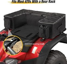 Atv Part Rear Rack Back Seat Storage Pack Luggage Bag Wcushion Pad Padded Black