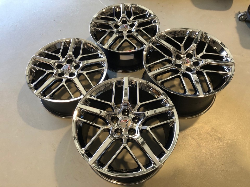 Chrome C8 2020 2021 2022 2023 Corvette Stingray Wheels GM Caps Ronal ...