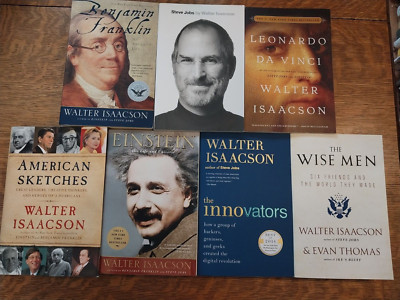 Lot of 7 Walter Isaacson Books  Einstein, Franklin, Steve Jobs, Da Vinci, Etc.