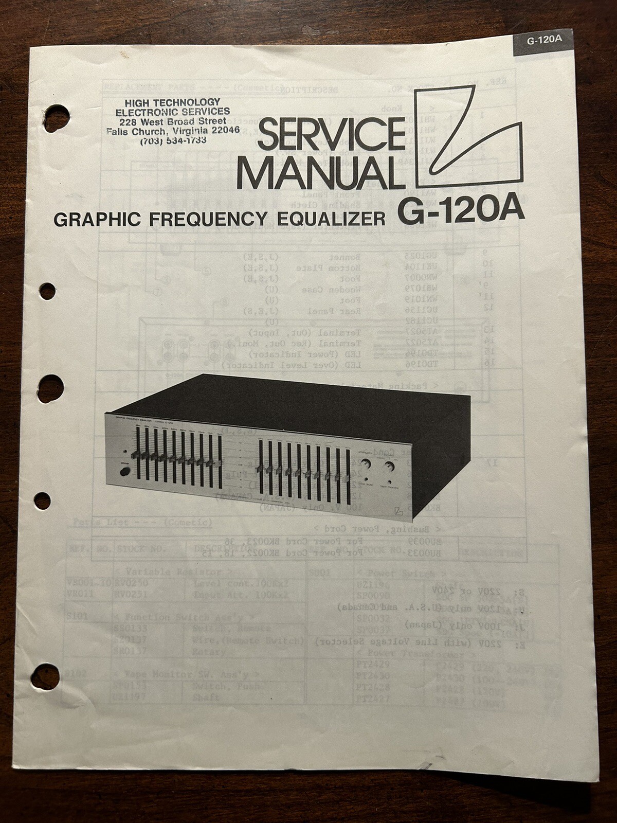 Luxman G-120A Graphic Frequency Equalizer Service Manual Original Genuine OEM