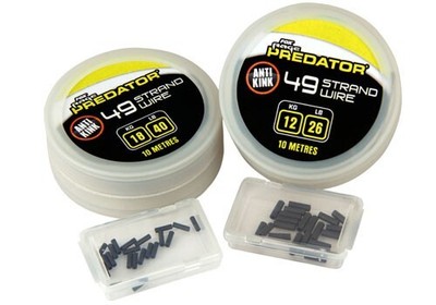 Fox Rage Predator 49-Strand Steel Wire 7x7 Stahlvorfachmaterial inkl. 20 Hülsen
