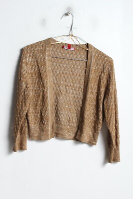 Vintage Mexx Y2K Cropped Strickjacke Gold - Größe M (C15)