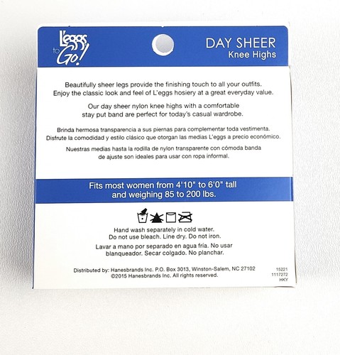 Lot of 4 Leggs To Go Day Sheer Knee Highs Pantyhose Jet Black Sheer Toe One Size - Picture 5 of 5
