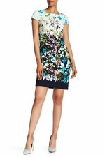 Eliza J Floral Shift Dress Women's Short Sleeve L95630 Size 8