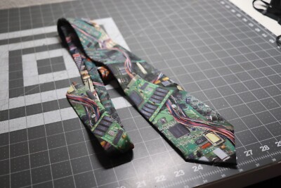 Mens Vintage 1990s IT Computer circuit board repair tech technician necktie tie