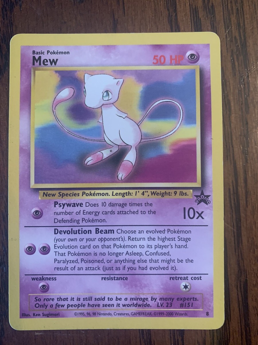 1999 mew pokemon card Pokémon Mew ad rare movie card, blank back rare ad card 1999 main image 1