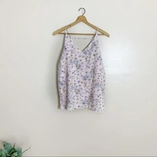 LOFT Women's Size:XS Light Pink Embroidered Eyelet Floral Sleeveless Tank Top