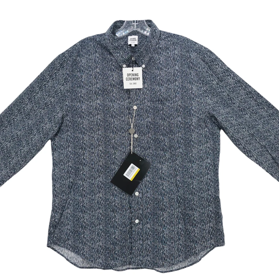 NWT OPENING CEREMONY Long Sleeve Button Down Shirt Multi Black Pattern Men's XL - Image 4 of 4