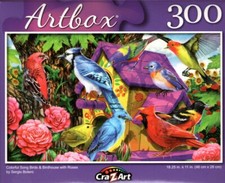 Colorful Song Birds  Birdhouse with Roses - 300 Pieces Jigsaw Puzzle
