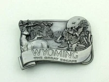 Vintage 80's 1984 "WYOMING" The Great Escape Bergamot Brass works Belt Buckle