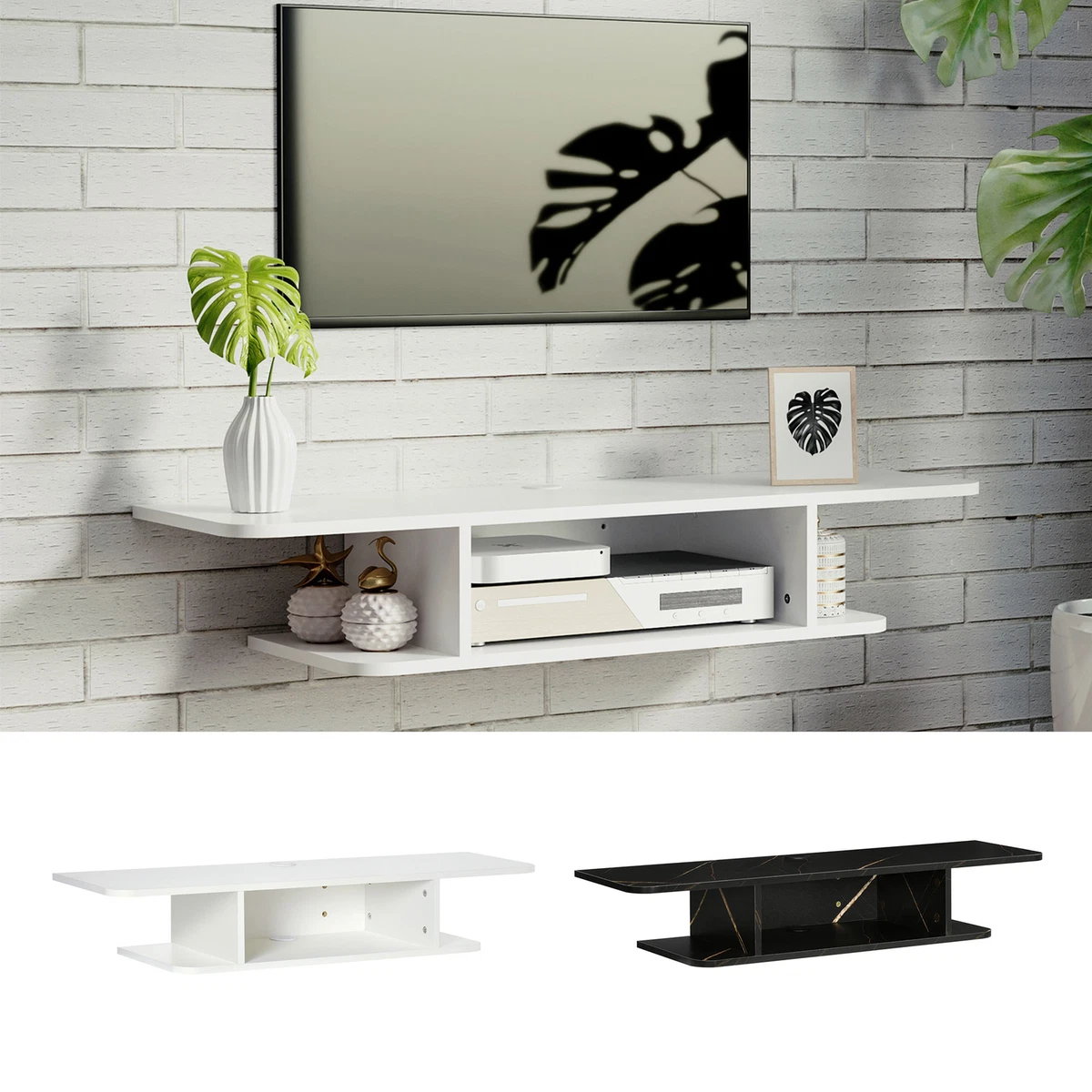 Floating TV Unit Stand Wall Mount Media Console with Storage Shelf