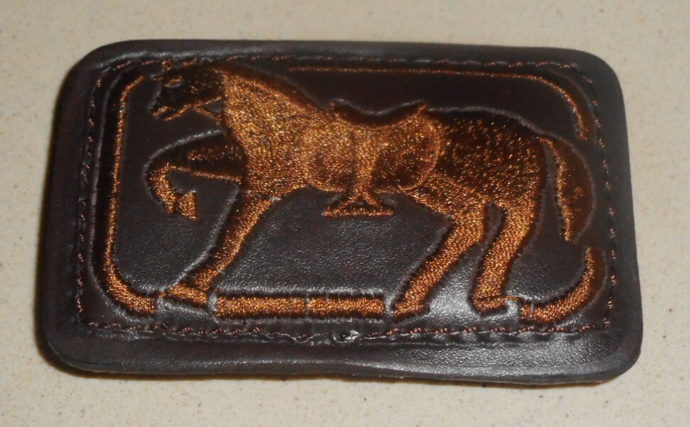 Leather Belt Buckle with Horse Embroidered-image