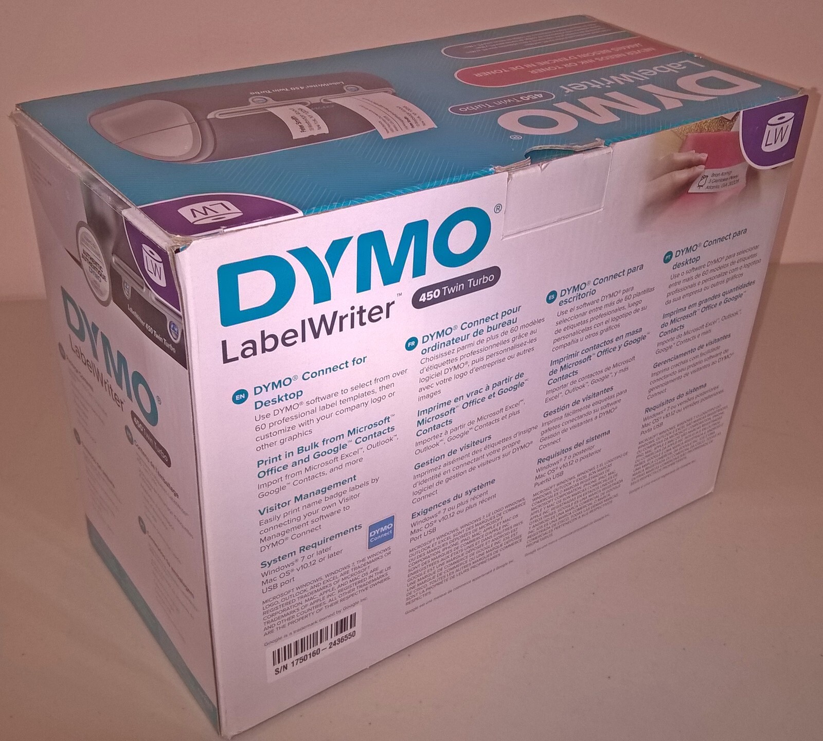 Dymo LabelWriter 450 Twin Turbo Direct Thermal Label Printer W/ Power