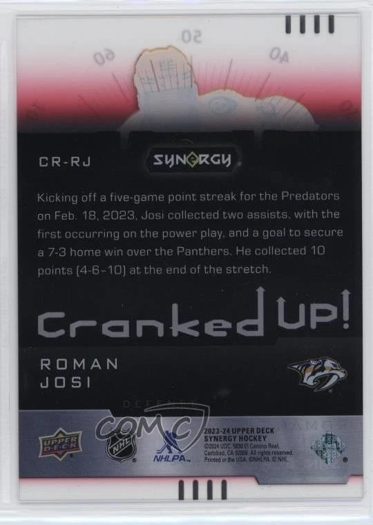 2023-24 Upper Deck Synergy Cranked Up Red /599 Roman Josi #CR-RJ - Image 2 of 2