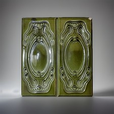 Jugendstil OFENKACHEL | MEISSEN um 1900 | GLASIERT | Maße: 21,2 x 19,0 x 5,0cm