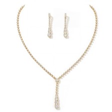 Unicra Bride Silver Bridal Necklace Earrings Set Crystal Wedding B Gold