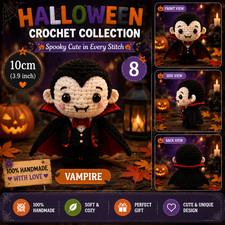Halloween Crochet Vampire Amigurumi 10cm   Cute Handmade Spooky Plush Doll Cozy