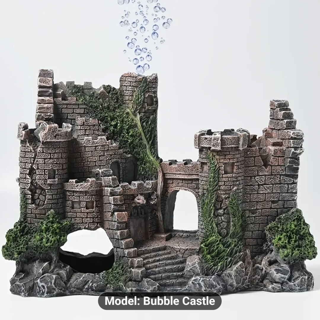 Acquario Pesciera Ornamento Bubble Castle Rovina Nascondi Grotta Venditore UK 🇬🇧