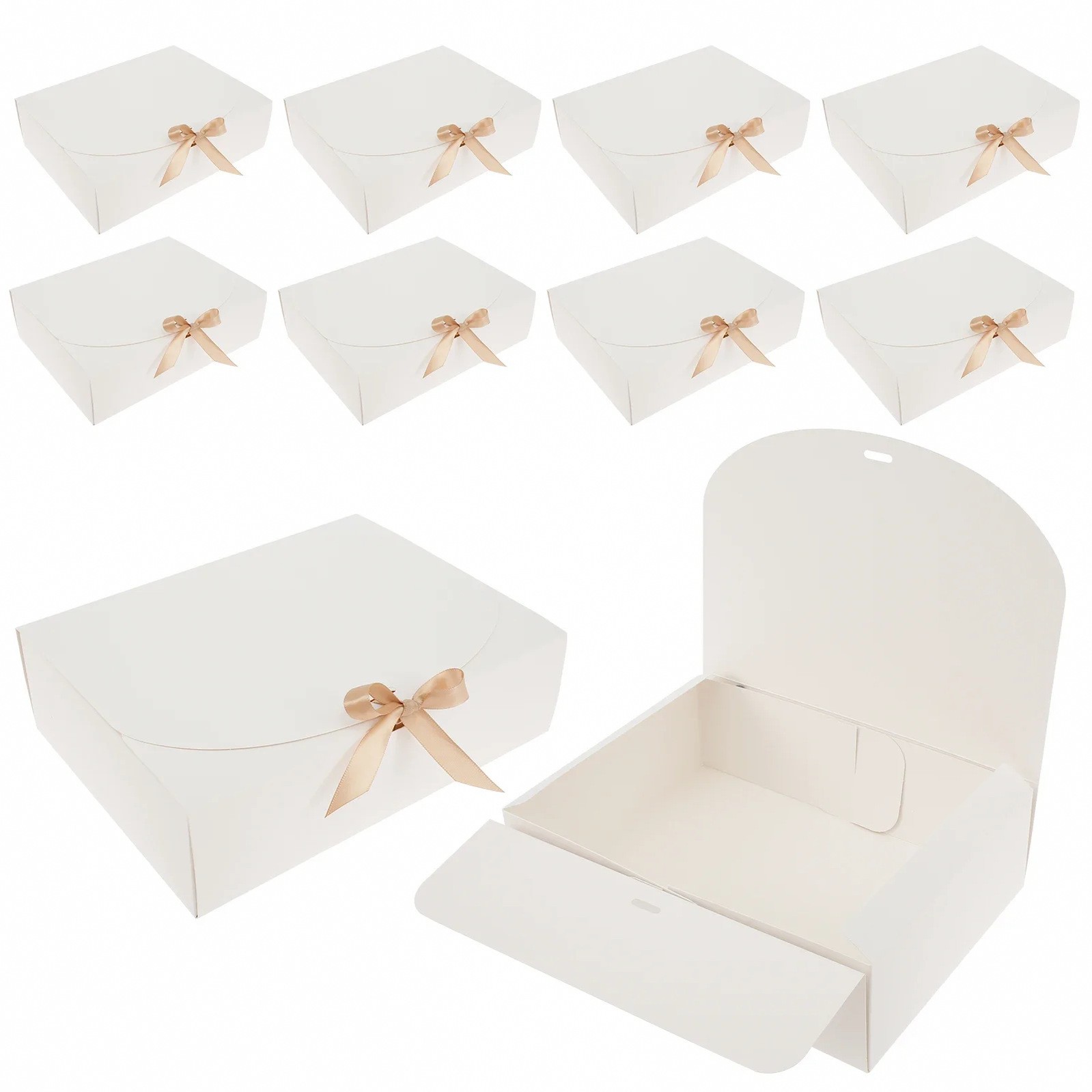 Es With Lids And Ribbon &ndash; Large Capacity Kraft Gift Packag