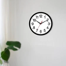 8 Inch Modern Wall Clock Silent Non-Ticking Battery Operated Small Analog Black
