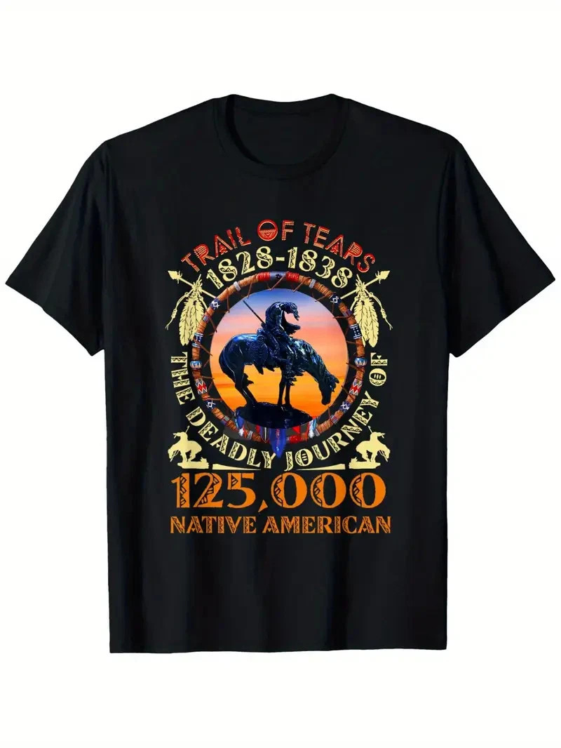 Native American Heritage Graphic T-Shirt - Unisex Black Cotton Tee with 