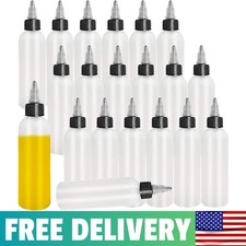 20-Pack 4oz/120ml Plastic Boston Squeeze Bottles With Twist Top Cap White LDPE