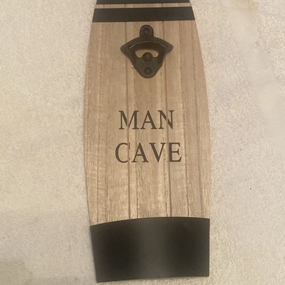 Man Cave Bottle Opener with Catch Bin Beer Opener Wall Hanging