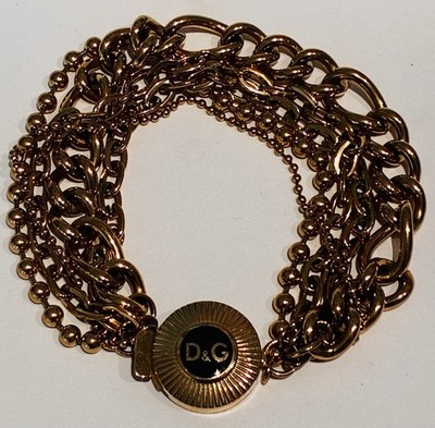 Dolce & Gabbana Vintage Gold-Tone Multi Chain Logo Clasp 5 Row Bracelet NWOT!!