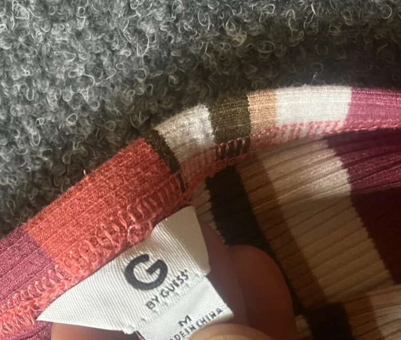 G by Guess Womens Multicolor Striped Strapless Button Top Medium - Image 3 of 4