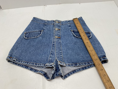 Vintage BONGO High Waist Blue Jean Denim Shorts Size 9 Mini Skort USA