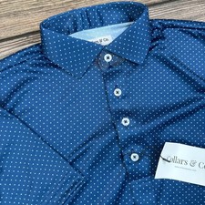 Collars  Co Men Dress Collar Polo Size Small Blue Polka Dot Performance