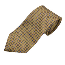 Brooks Brothers Stain Resistant Tie Men's Gold Check Silk Necktie Made In USA