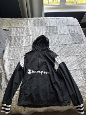 Champion Jacket Size Medium Black Pocket Zip Windbreaker Lightweight Coat