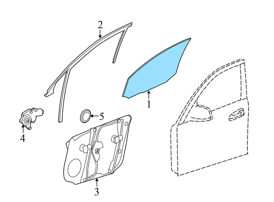 Mercedes-Benz C280 2008-2009 - puerta delantera derecha ventana cristal 2047250210 Foto 3 de 4