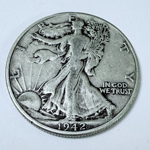 1942 50C Walking Liberty Half Dollar 90% Silver Very Fine Details #4564