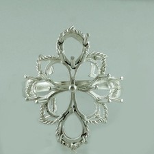925 Sterling Silver 4x6mm Pear Semi Mount Cluster Ring For Engagement Ring