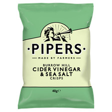 Pipers Burrow Hill Cider Vinegar and Sea Salt Crisps 24 x 40g Bags