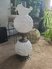 VINTAGE FENTON WHITE POPPY GONE WITH THE WIND LAMP 22 3/4" Tall