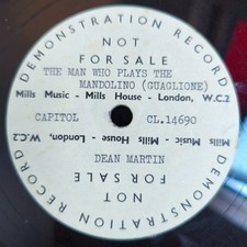 Dean Martin Acetate Demo  The Man Who Plays The Mandolino 10" 78rpm Emidisc