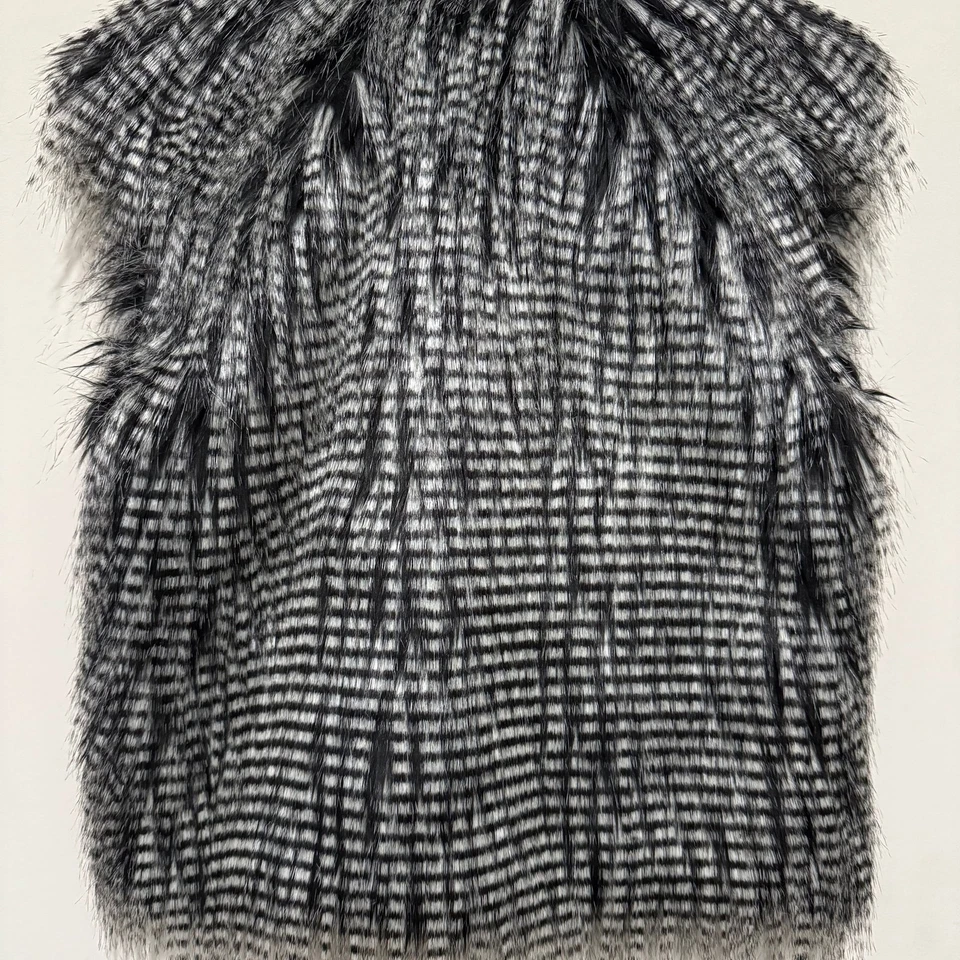 BCBGeneration Faux Fur Vest Y2K Womens Sz XS/S Black/Gray Fuzzy Lined - Image 3 of 4