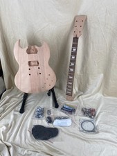 US Warehouse DIY Kit Electric Guitar SG Natural Mahogany Body 6 strings