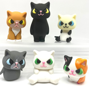 Kawaii Animal Figures w/ Removable Kitty Cat Heads Lot of 6 Humorous Display Set